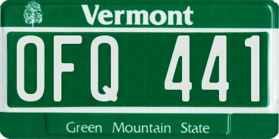 VT license plate OFQ441