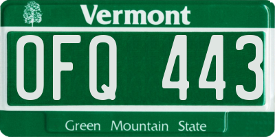 VT license plate OFQ443