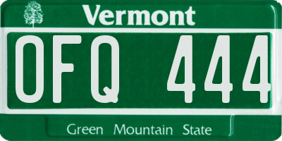 VT license plate OFQ444