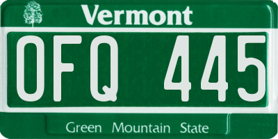 VT license plate OFQ445