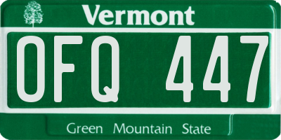 VT license plate OFQ447