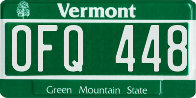 VT license plate OFQ448