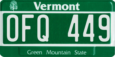 VT license plate OFQ449