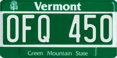 VT license plate OFQ450
