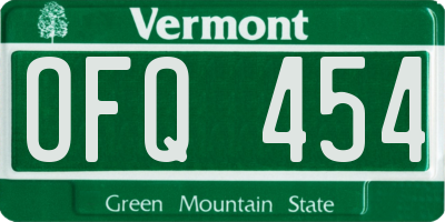 VT license plate OFQ454
