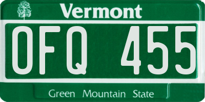 VT license plate OFQ455
