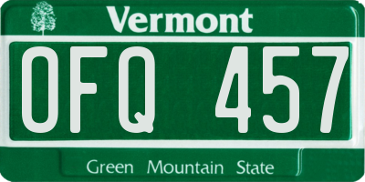 VT license plate OFQ457