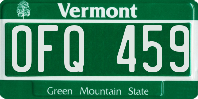 VT license plate OFQ459