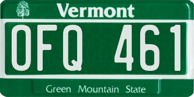 VT license plate OFQ461