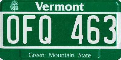 VT license plate OFQ463