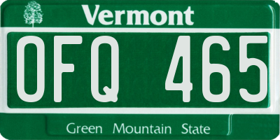 VT license plate OFQ465