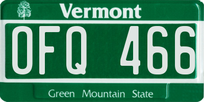 VT license plate OFQ466