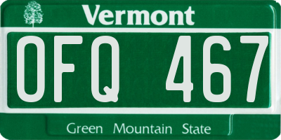 VT license plate OFQ467