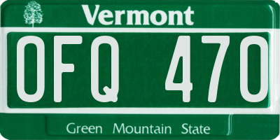 VT license plate OFQ470