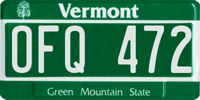 VT license plate OFQ472