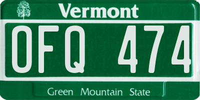 VT license plate OFQ474