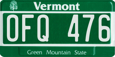 VT license plate OFQ476