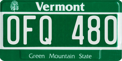 VT license plate OFQ480