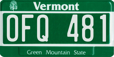 VT license plate OFQ481