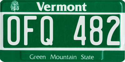 VT license plate OFQ482