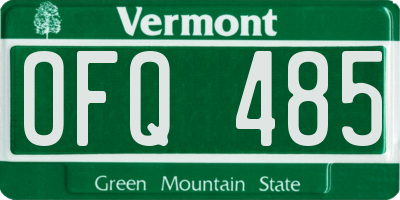 VT license plate OFQ485