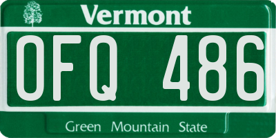 VT license plate OFQ486