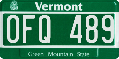 VT license plate OFQ489