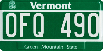 VT license plate OFQ490