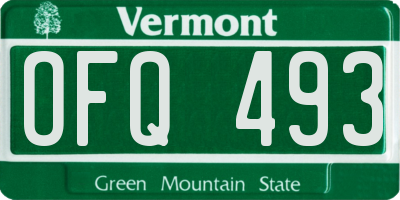 VT license plate OFQ493