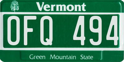 VT license plate OFQ494