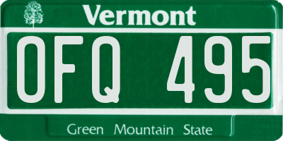 VT license plate OFQ495