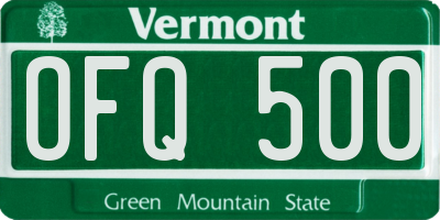 VT license plate OFQ500