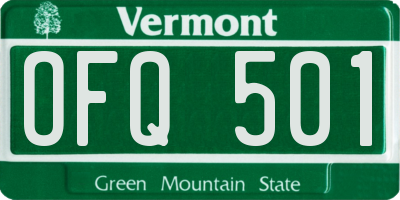 VT license plate OFQ501