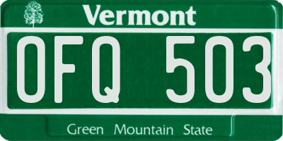 VT license plate OFQ503