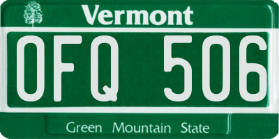 VT license plate OFQ506