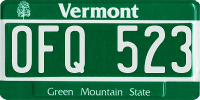 VT license plate OFQ523