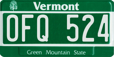 VT license plate OFQ524