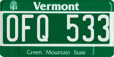 VT license plate OFQ533