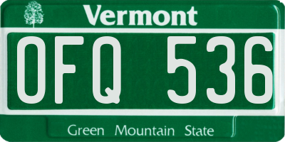 VT license plate OFQ536
