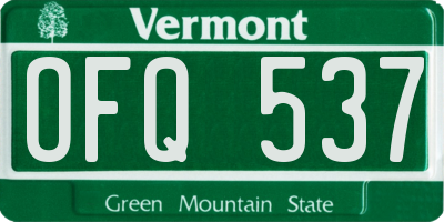 VT license plate OFQ537