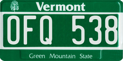 VT license plate OFQ538