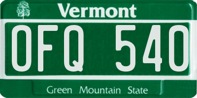 VT license plate OFQ540