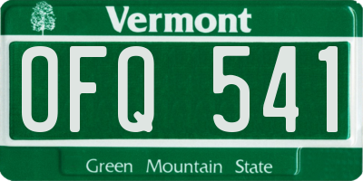 VT license plate OFQ541