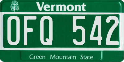 VT license plate OFQ542