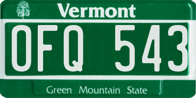 VT license plate OFQ543