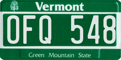 VT license plate OFQ548