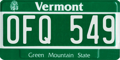 VT license plate OFQ549