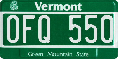 VT license plate OFQ550