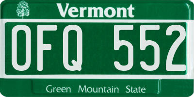 VT license plate OFQ552
