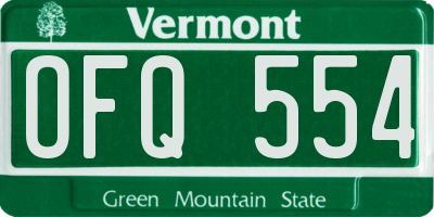 VT license plate OFQ554